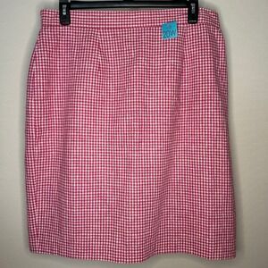 Adolfo Studio Pink Gingham Linen Cotton Pencil Skirt 20W NWT Retro Preppy Picnic
